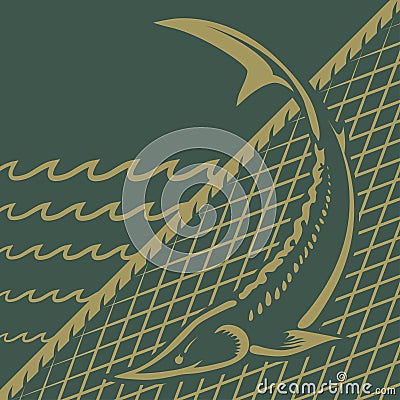 Sturgeon fishing Vector Illustration