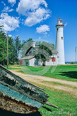 Sturgeon Point Lighthouse Sturgeon Point on Lake Huron in Michig Stock Photo