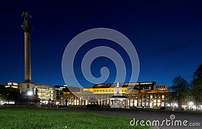 Stuttgart castle at night Editorial Stock Photo