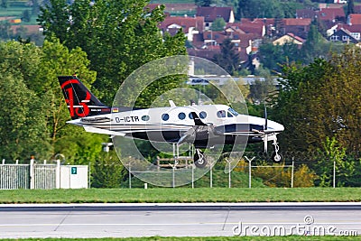 Private Beechcraft King Air airplane Stuttgart airport Editorial Stock Photo