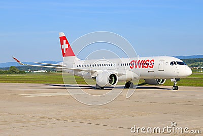 Swiss Bombardier C-Series Editorial Stock Photo