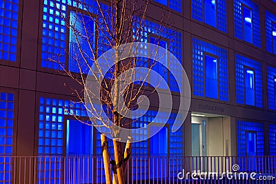 Stuttgart public library at night Editorial Stock Photo