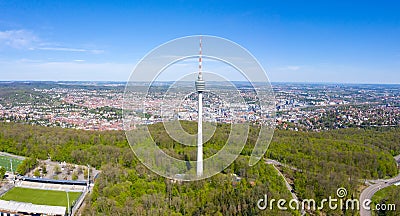 Stuttgart tv tower skyline aerial photo view town architecture travel panorama Stock Photo