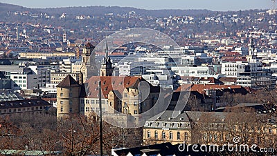 Stuttgart, view over the city from Galatea-Point at Eugensplatz, Germany Stock Photo