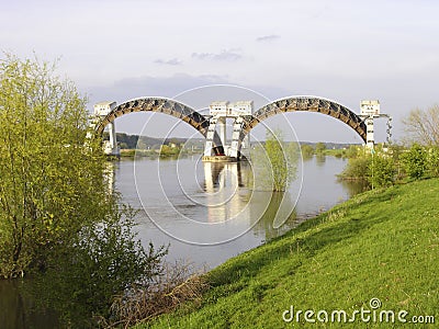 Stuw Driel, the weir in river Rhine (Nederrijn, th Stock Photo