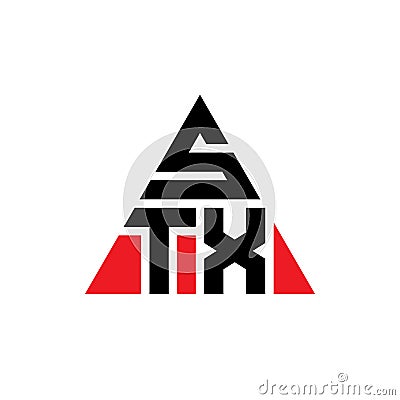 STX triangle letter logo design with triangle shape. STX triangle logo design monogram. STX triangle vector logo template with red Vector Illustration