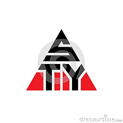 STY triangle letter logo design with triangle shape. STY triangle logo design monogram. STY triangle vector logo template with red Vector Illustration
