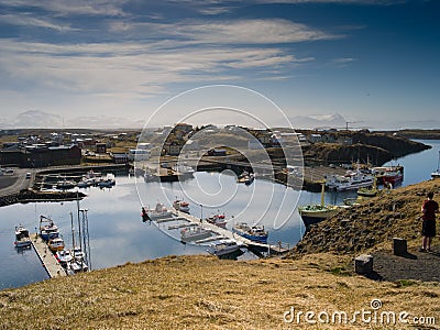 Stykkish, Snafellsnes Boats along the pier Editorial Stock Photo