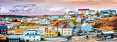 Stykkisholmur colorful icelandic houses Stock Photo