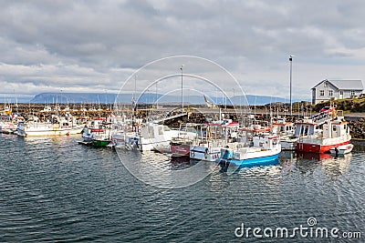 Port buildings in the small town of Stykkisholmur, Iceland Editorial Stock Photo
