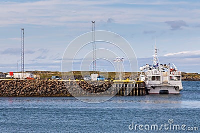 Port buildings in the small town of Stykkisholmur, Iceland Editorial Stock Photo