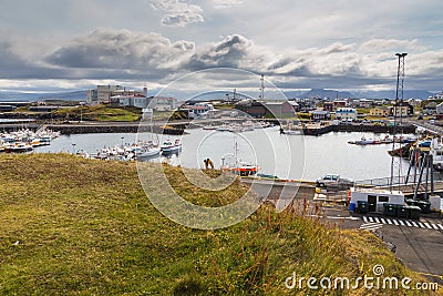 Port buildings in the small town of Stykkisholmur, Iceland Editorial Stock Photo