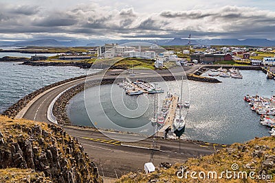 Port buildings in the small town of Stykkisholmur, Iceland Editorial Stock Photo