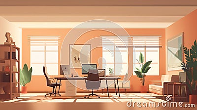style big room Office Realistic illustration background , generated by AI Cartoon Illustration