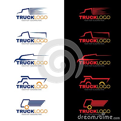 5 style blue red and yellow truck logo vector design Vector Illustration