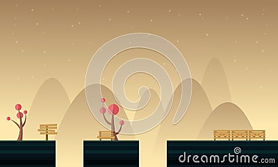 Style cute scenery for game background Vector Illustration