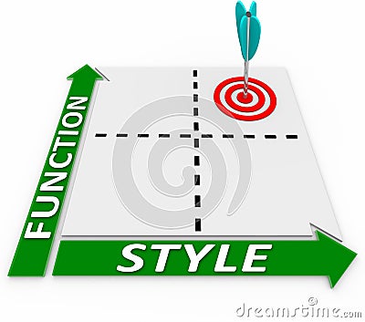 Style Vs Function Aesthetics or Practicality Matrix Choose Both Stock Photo