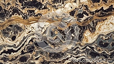 Styled black and gold marble background loft design, empty pure wallpaper. Generated AI Stock Photo