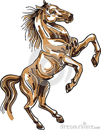 Styled brush stroke jumping horse Vector Illustration