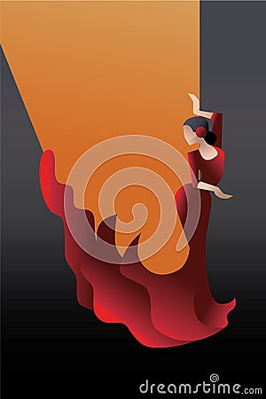 Styled Spain Flamenco dancer Vector Illustration
