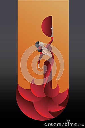 Styled Spain Flamenco dancer Vector Illustration