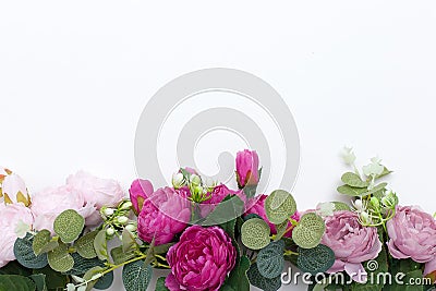 Styled stock photo. Decorative still life floral composition. Wedding or birthday bouquet of pink and white peony Stock Photo