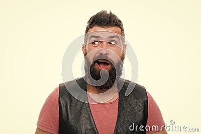 Styling beard and moustache. Facial hair treatment. Hipster with beard brutal guy. Fashion trend beard grooming Stock Photo