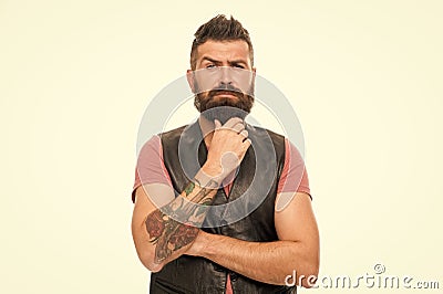 Styling beard and moustache. Fashion trend beard grooming. Facial hair treatment. Masculinity brutality and beauty Stock Photo