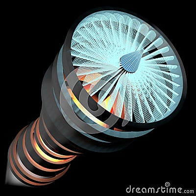 Stylised aircraft engine 3D render Stock Photo