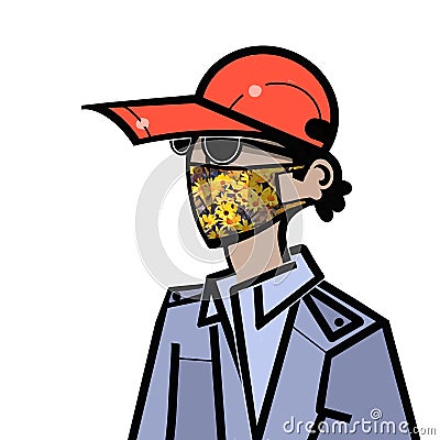 Man with colourful mask Stock Photo