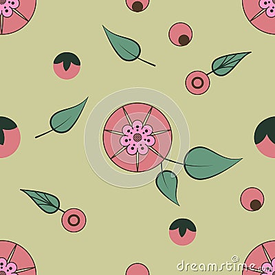 Art deco stylised flowers and leaves seamless pattern Vector Illustration