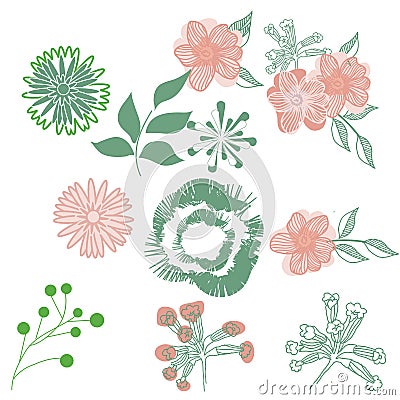 Stylised flowers drawing hand drawn Stock Photo