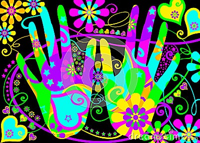 Stylised hippie hands Stock Photo