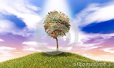 Stylised Money Tree South African Rand Notes On Grassy Hill Stock Photo