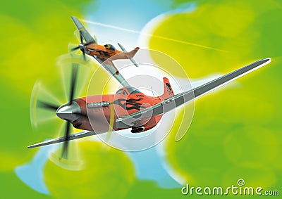 Stylised P-51D's in formation Stock Photo