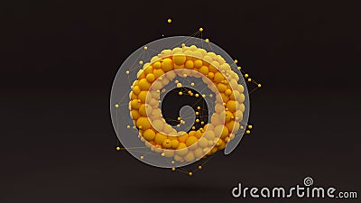Stylish 3d abstract black background with balloons in the form of a torus donut and construction Stock Photo