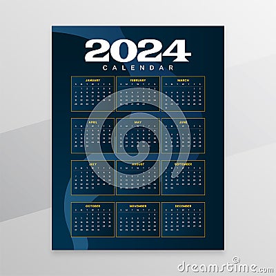 stylish 2024 annual planner layout a office stationery Vector Illustration