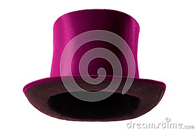 Stylish attire, Vintage men fashion and magic show conceptual idea with victorian pink top hat with clipping path cutout in ghost Stock Photo