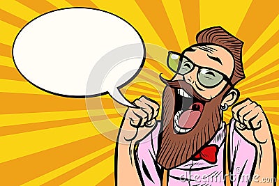 Stylish bearded hipster with glasses funs Vector Illustration