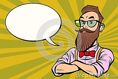 Stylish bearded hipster with glasses confident Vector Illustration