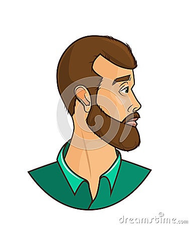 Stylish bearded man.Side view Vector Illustration