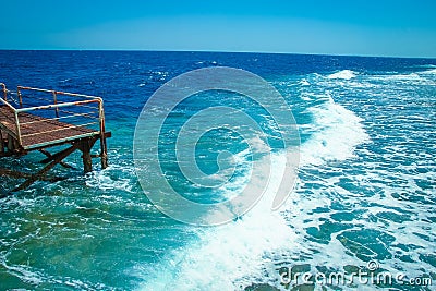 Stylish beautiful pier on the sea for ships background Stock Photo