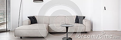 Stylish, beige corner sofa, panorama Stock Photo