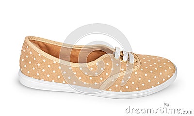 Stylish beige sneakers Stock Photo