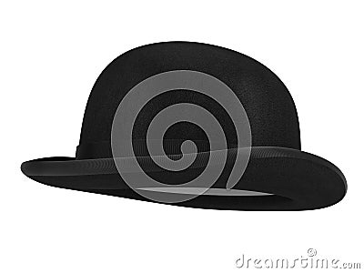 Stylish Black bowler hat on a white background Stock Photo