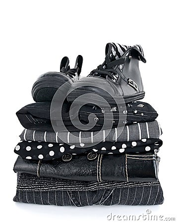 Stylish black clothing and boots Stock Photo