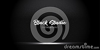 Stylish black gradient studio showcase room background with dark and light on wall texture abstract, empty space, can use for dis Stock Photo