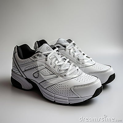 Stylish black and white mesh running shoes Stock Photo