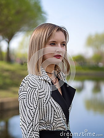 Stylish blonde woman Stock Photo