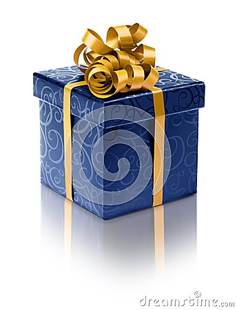 Stylish blue present box Stock Photo